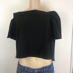 Black off the shoulder cropped blouse